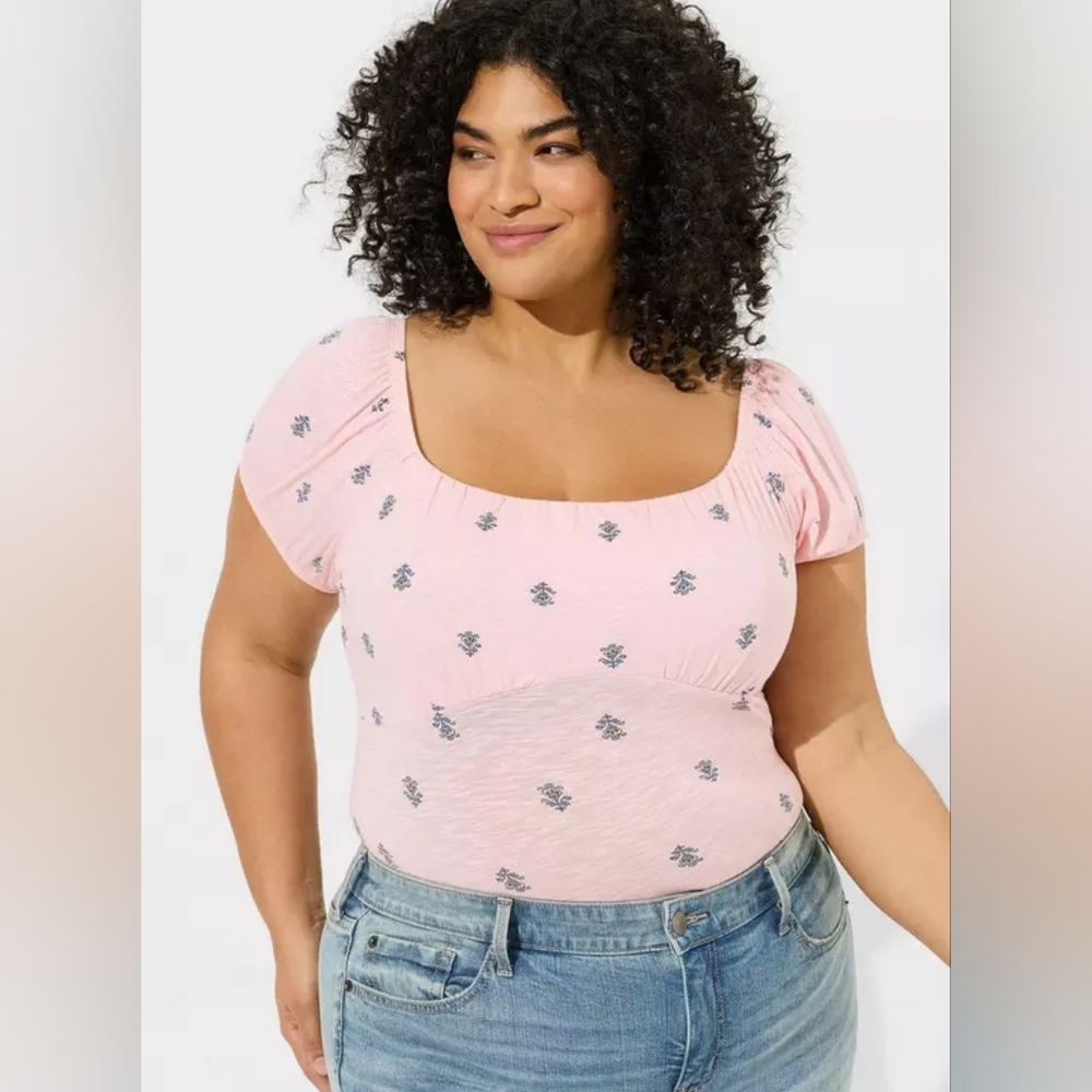 NWT Torrid Super Soft Pink Slub Scoop Neck Bust Fitted Top Plus Size 2x
